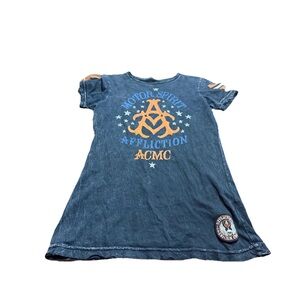 Affliction Womens Blue/Orange Short Sleeve Shirt! Medium